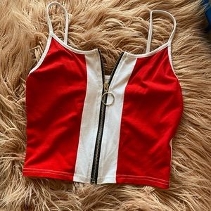 Red and White Croptop